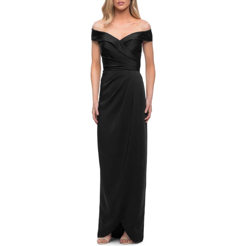 La FEMME Surplice Off the Shoulder Column Gown ❤️IN STORES❤️